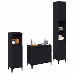 vidaXL Set di mobili per il bagno 3 pcs Nero 30 x 30 x 180 cm - Vista aggiuntiva 3
