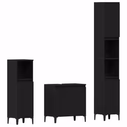 vidaXL Set di mobili per il bagno 3 pcs Nero 30 x 30 x 180 cm - Vista aggiuntiva 2