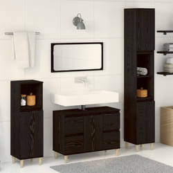 vidaXL Set di Mobili per Bagno da 3 Pezzi Rovere Nero Legno Ingegnato