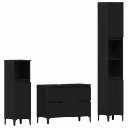 vidaXL Set di mobili per il bagno 3 pcs Nero 30 x 30 x 180 cm - Vista aggiuntiva 2