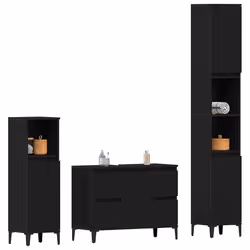 vidaXL Set di mobili per il bagno 3 pcs Nero 30 x 30 x 180 cm - Vista aggiuntiva 3