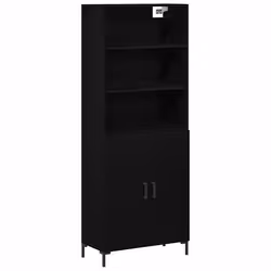 vidaXL Credenza Rovere nero 70 x 34 x 180 cm Legno multistrato - Vista aggiuntiva 2