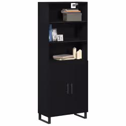 vidaXL Credenza Rovere nero 70 x 34 x 180 cm Legno multistrato - Vista aggiuntiva 2