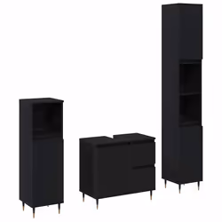vidaXL Set di Mobili per il Bagno 3 pcs Rovere Nero 30 x 30 x 190 cm - Vista aggiuntiva 2