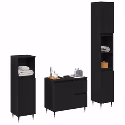 vidaXL Set di Mobili per il Bagno 3 pcs Rovere Nero 30 x 30 x 190 cm - Vista aggiuntiva 3
