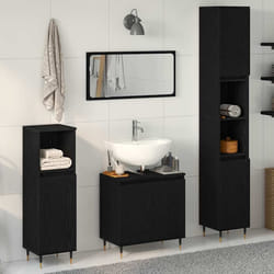 vidaXL Set di Mobili da Bagno 3 pcs Rovere Nero 30 x 30 x 190 cm