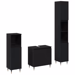 vidaXL Set di Mobili da Bagno 3 pcs Rovere Nero 30 x 30 x 190 cm - Vista aggiuntiva 2