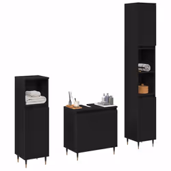 vidaXL Set di Mobili da Bagno 3 pcs Rovere Nero 30 x 30 x 190 cm - Vista aggiuntiva 3