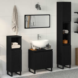 vidaXL Set di mobili per il bagno 3 pcs Nero 30 x 30 x 190 cm