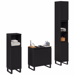 vidaXL Set di mobili per il bagno 3 pcs Nero 30 x 30 x 190 cm - Vista aggiuntiva 3