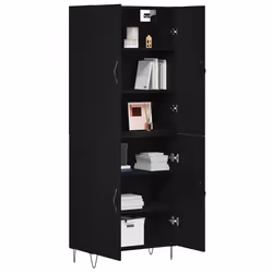 vidaXL Credenza Rovere nero 69,5 x 34 x 180 cm Legno multistrato - Vista aggiuntiva 3
