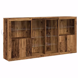 vidaXL Credenza 3 pcs Legno vecchio 202 x 37 x 100 cm - Vista aggiuntiva 2