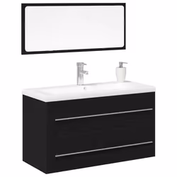 vidaXL Mobile lavabo con lavandino 3 pcs Rovere nero 90 x 38.5 x 48 cm - Vista aggiuntiva 3