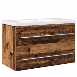 vidaXL Mobile lavabo con lavandino con cassetto 2 pcs Legno vecchio - Vista aggiuntiva 2
