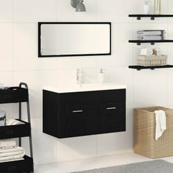 vidaXL Armadio sottolavello con porta Rovere Nero 90 x 38.5 x 46 cm