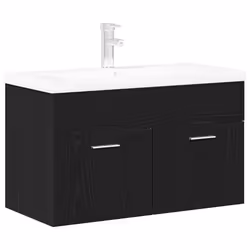 vidaXL Armadio sottolavello con porta Rovere Nero 90 x 38.5 x 46 cm - Vista aggiuntiva 2