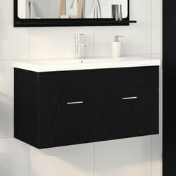 vidaXL Armadio sottolavello con porta Rovere Nero 90 x 38.5 x 46 cm