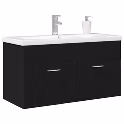vidaXL Armadio sottolavello con porta Rovere Nero 90 x 38.5 x 46 cm - Vista aggiuntiva 3
