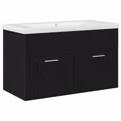 vidaXL Armadio sottolavello con porta Rovere Nero 80 x 38.5 x 46 cm - Vista aggiuntiva 2