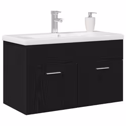 vidaXL Armadio sottolavello con porta Rovere Nero 80 x 38.5 x 46 cm - Vista aggiuntiva 3