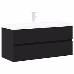 vidaXL Mobile lavabo Rovere nero 90 x 39 x 62 cm Legno multistrato - Vista aggiuntiva 2