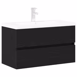 vidaXL Mobile lavabo Rovere nero 80 x 39 x 62 cm Legno multistrato - Vista aggiuntiva 2