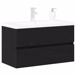 vidaXL Mobile lavabo Rovere nero 80 x 39 x 62 cm Legno multistrato - Vista aggiuntiva 3