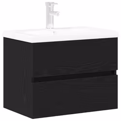 vidaXL Mobile lavabo Rovere nero 60 x 39 x 62 cm Legno multistrato - Vista aggiuntiva 2