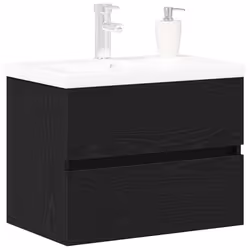 vidaXL Mobile lavabo Rovere nero 60 x 39 x 62 cm Legno multistrato - Vista aggiuntiva 3