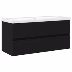 vidaXL Mobile lavabo Rovere nero 100 x 39 x 62 cm Legno multistrato - Vista aggiuntiva 2
