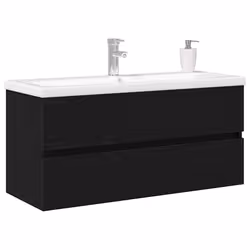 vidaXL Mobile lavabo Rovere nero 100 x 39 x 62 cm Legno multistrato - Vista aggiuntiva 3
