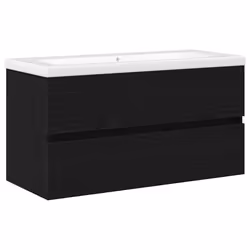 vidaXL Mobile lavabo Rovere nero 90 x 39 x 62 cm Legno multistrato - Vista aggiuntiva 2