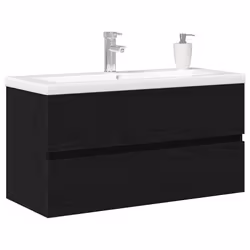 vidaXL Mobile lavabo Rovere nero 90 x 39 x 62 cm Legno multistrato - Vista aggiuntiva 3