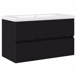 vidaXL Mobile lavabo Rovere nero 80 x 39 x 62 cm Legno multistrato - Vista aggiuntiva 2