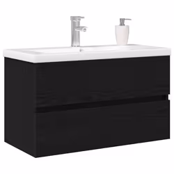 vidaXL Mobile lavabo Rovere nero 80 x 39 x 62 cm Legno multistrato - Vista aggiuntiva 3