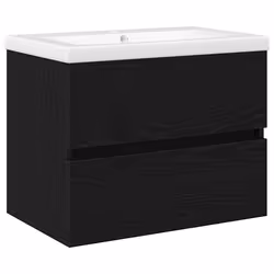 vidaXL Mobile lavabo Rovere nero 60 x 39 x 62 cm Legno multistrato - Vista aggiuntiva 2