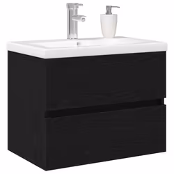 vidaXL Mobile lavabo Rovere nero 60 x 39 x 62 cm Legno multistrato - Vista aggiuntiva 3