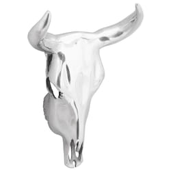vidaXL Teschio di toro Argento 34 x 13 x 53 cm Alluminio
