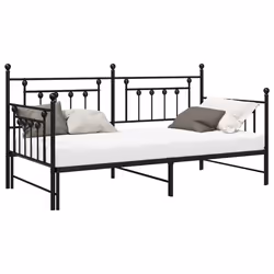 vidaXL Struttura per letto di giorno Nero 90 x 190 cm Acciaio - Vista aggiuntiva 3