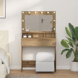 Tavolo da trucco con luci led in rovere artigianale 79x41x135 cm Vidaxl