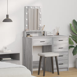 vidaXL Tavolo da Trucco Grigio 50 x 41 x 140 cm Legno multistrato