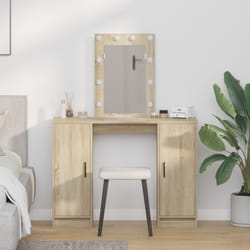 Vidaxl - Toeletta con luci led in rovere di Sonoma, 102x33x135 cm