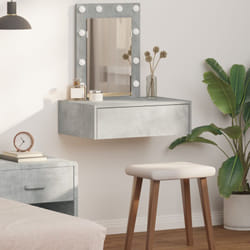Vidaxl - Tavolo da trucco a parete con luci led Grigio cemento