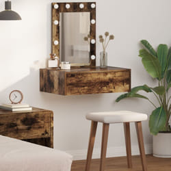 Vidaxl - Specchio da Parete con Luci led in Rovere Affumicato