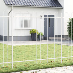 vidaXL Recinzione da Giardino con Parte Superiore ad Arco Bianca 3,4x1,5 m in Acciaio