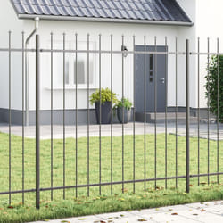 Recinzione da Giardino con Punta a Lancia Grigia 6,8x1,5 m in Acciaio Vidaxl