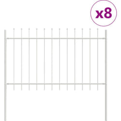 Recinzione da Giardino con Punta a Lancia Bianca 13,6x1,2 m in Acciaio Vidaxl
