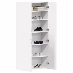vidaXL Mobile per scarpe Bianco 80 x 35.5 x 180 cm Legno multistrato - Vista aggiuntiva 3