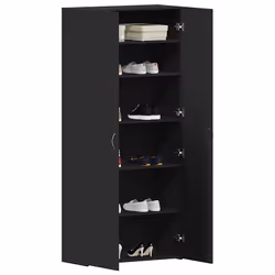 vidaXL Mobile per scarpe Nero 80 x 35.5 x 180 cm Legno multistrato - Vista aggiuntiva 3
