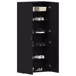 vidaXL Mobile per scarpe Nero 80 x 35.5 x 180 cm Legno multistrato - Vista aggiuntiva 3